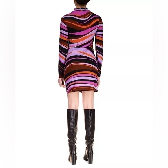 SANCTUARY Abstract Mock Neck Shirred Bodycon Dress Women's Gravity Long … - Picture 5 of 12